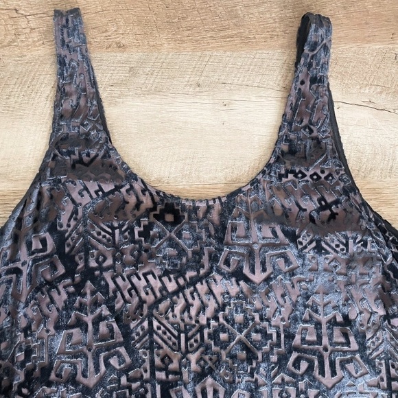 🌺 Patterson J. Kincaid Velvet Boho Brocade Print Open Back Sheer Blouse Size S - Picture 4 of 12